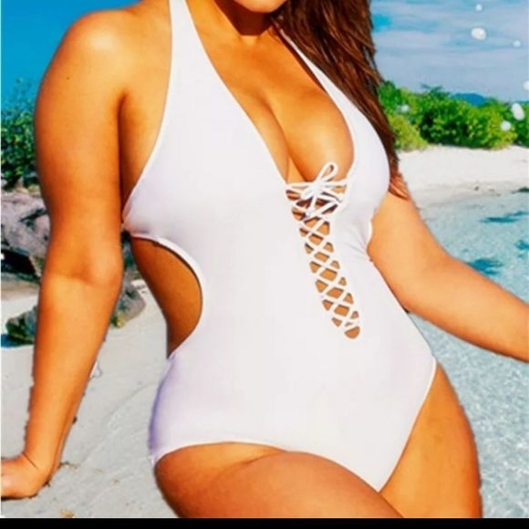 Summer Women Plus Size Deep V Straps One-piec - Picture 2 of 9